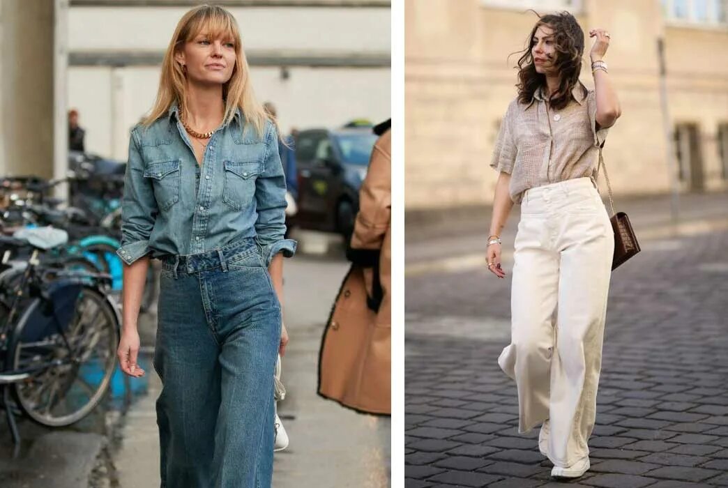 С чем носить широкие джинсы женские 2024
