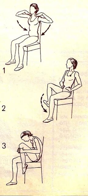 Упражнения в сидячем положении. Упражнение сидя на коленях. Поза на стуле ноги согнуты в коленях. Упражнение поднятие бедра руками на стуле.