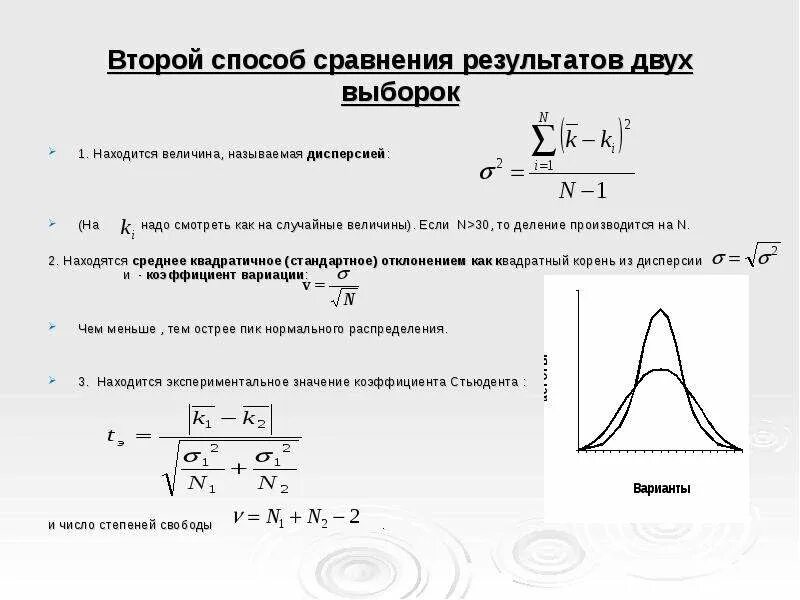 Сравнение распределений двух выборок. Как сравнить дисперсии двух выборок. способы сравнения распределений. метод сравнивания коэффициентов. объединенная дисперсия двух выборок.