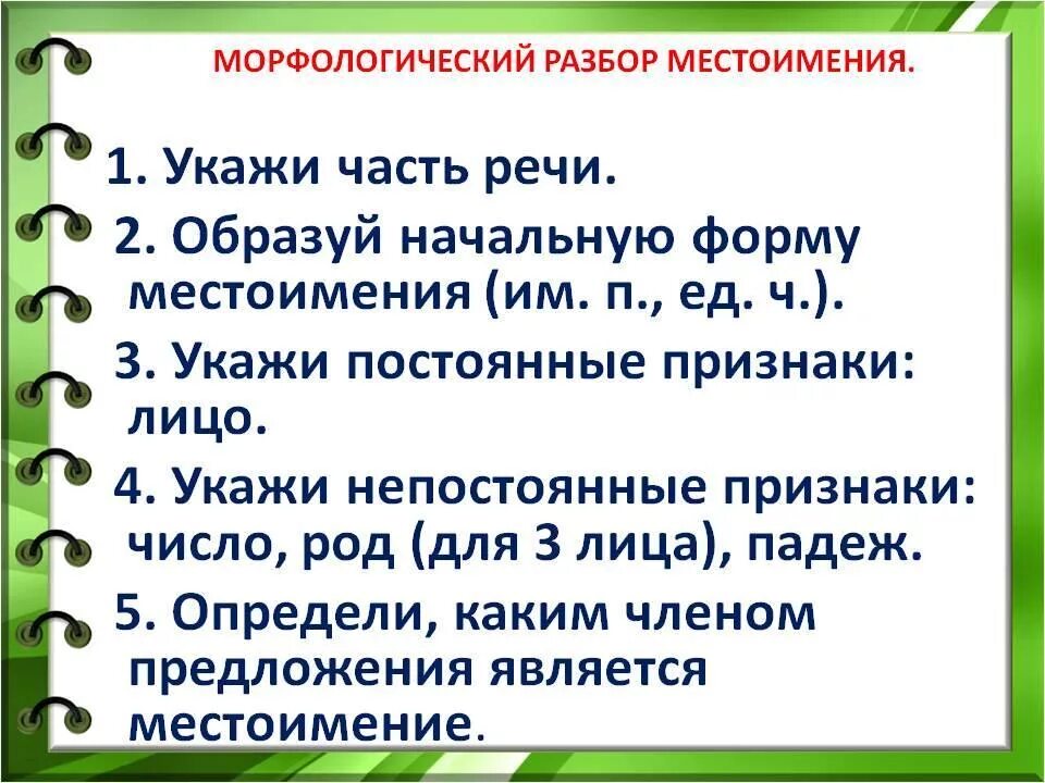 Никуда разбор. Порядок морфологического разбора местоимения 4 класс. Морфологический разбор местоимения примеры с предложениями. Морфологический разбор местоимения порядок разбора. Морфологический разбор русского языка части речи местоимение.