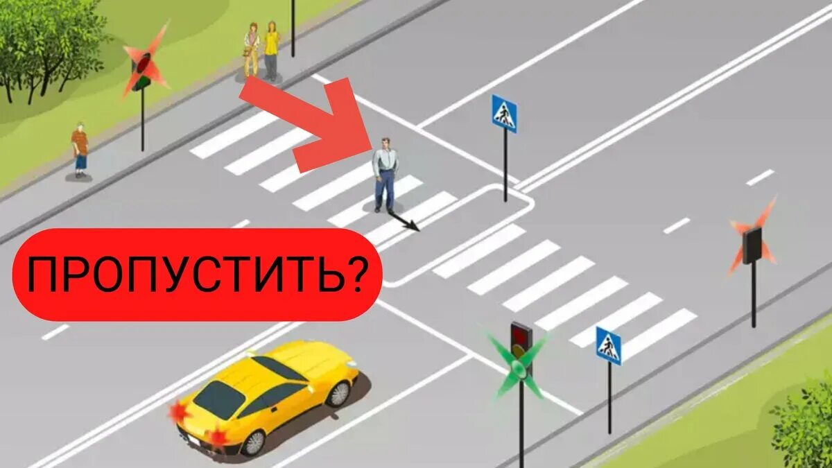 Пропускать пешехода. Пешеходный переход со светофором. Пропуск пешехода. Уступить дорогу не создавать помех.