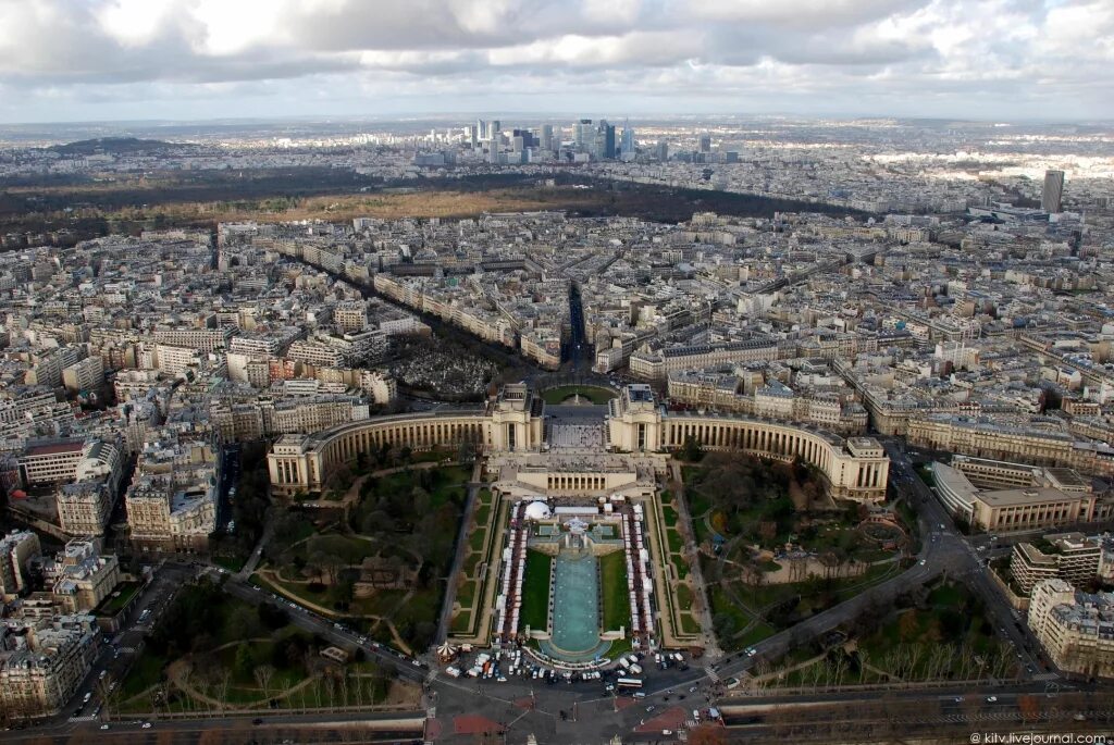 Вид на париж с эйфелевой башни