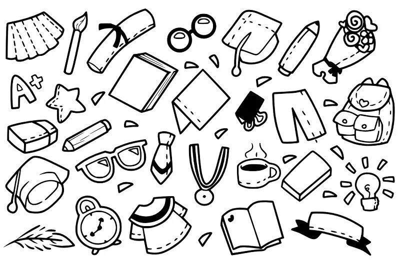 вещи распечатать черно белые. раскраска школьные принадлежности. одежда для распечатки черно белая. вещи распечатать черно белые. маленькие картинки для распечатки.