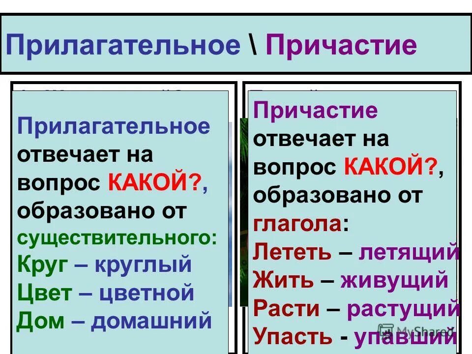 Причастие выраженное прилагательным