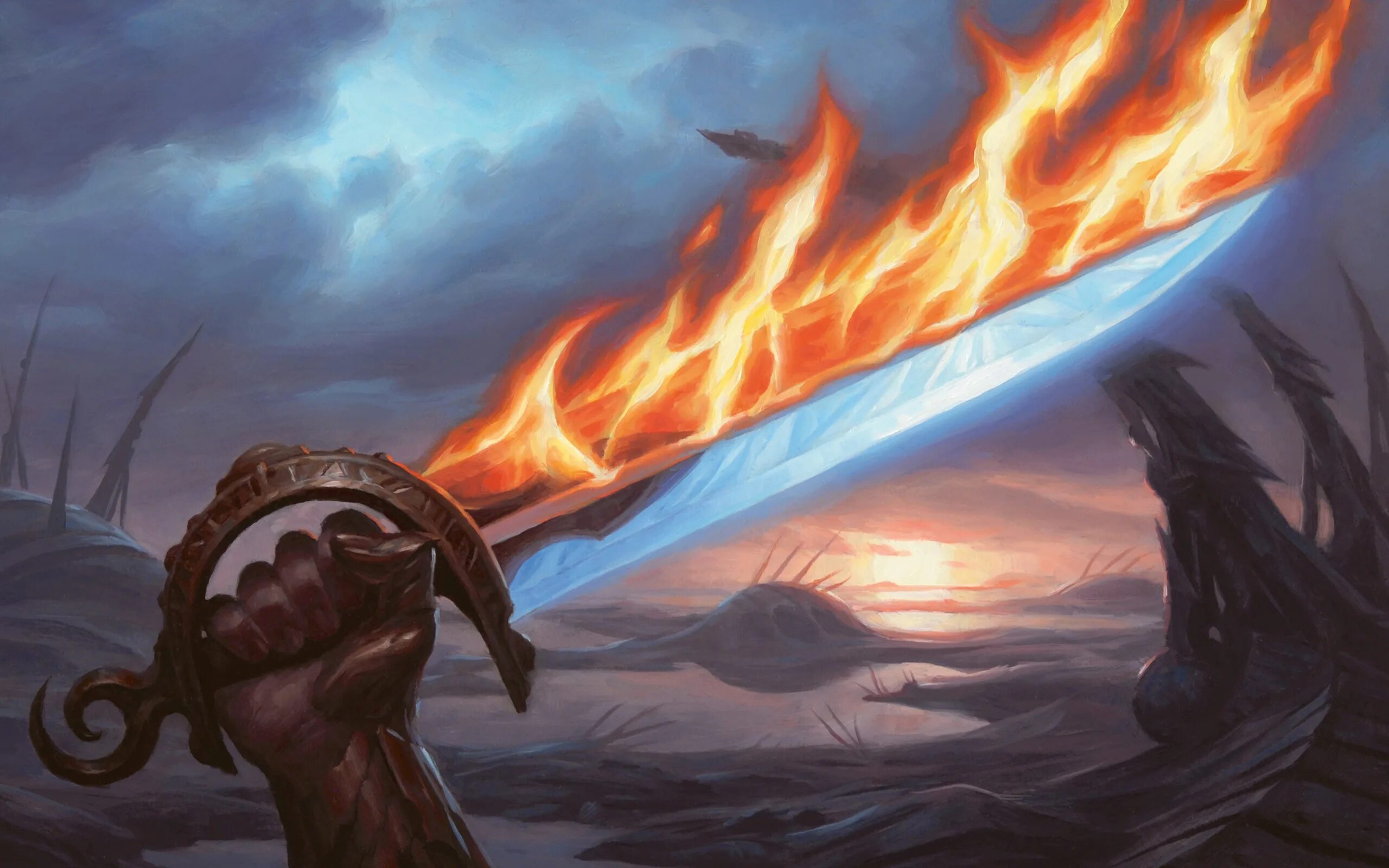 МТГ меч льда и огня. Огненный меч Вальхейм. Огненный меч фэнтези. Магический меч огонь.