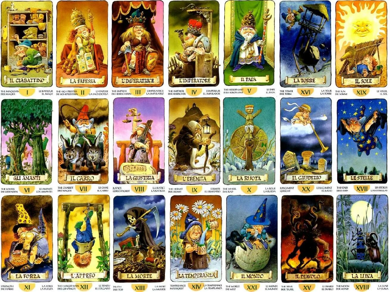 Карта гномов. Колода Таро гномов. Tarot of the Gnomes Таро гномов. Таро гномов галерея Старшие арканы. Таро гномов галерея колоды.