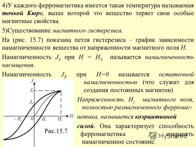 Явление магнитного гистерезиса. Явление магнитного гистерезиса