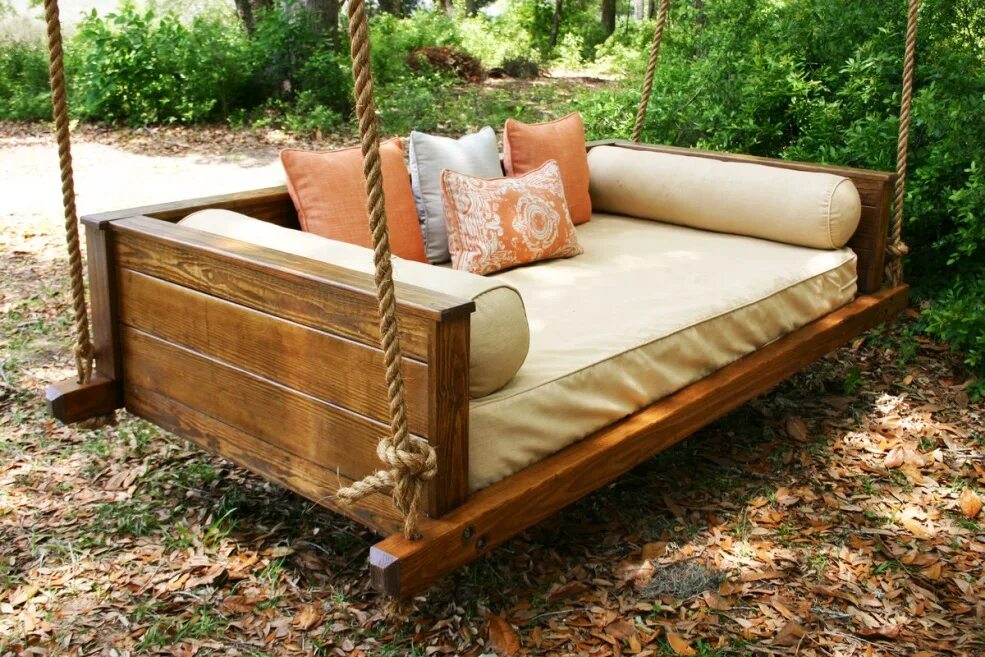 Подвесной диван-качели "Мамасан". Подвесной диван качели арт 1602. Идеи для сада из дерева. Качели деревянные. Идеи из дерева своими руками