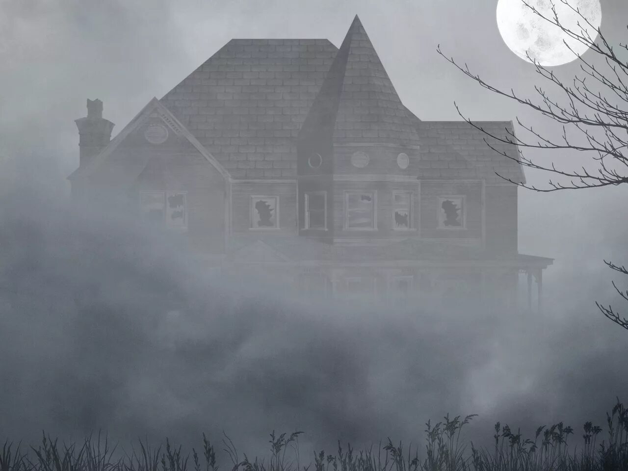 Деревня-призрак малая куверба. Избушка в тумане. Дом в тумане. Туманный дом. Мрачный пейзаж.