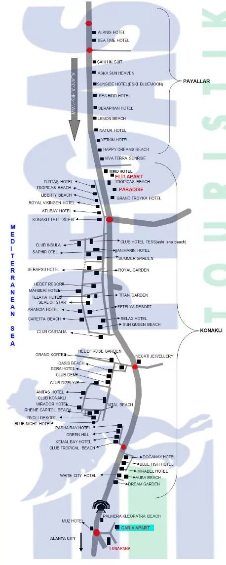 Карта алании турция на русском. Конаклы Турция на карте Турции. Отели Аланья Турция на карте. Турция Аланья Конаклы на карте. Карта отелей Конаклы Турция.