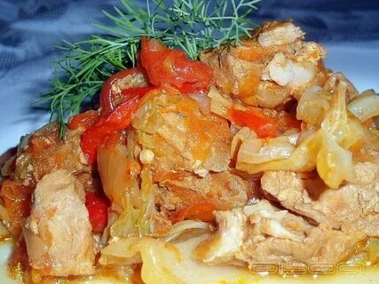 Мясо с овощами в собственном соку слоями