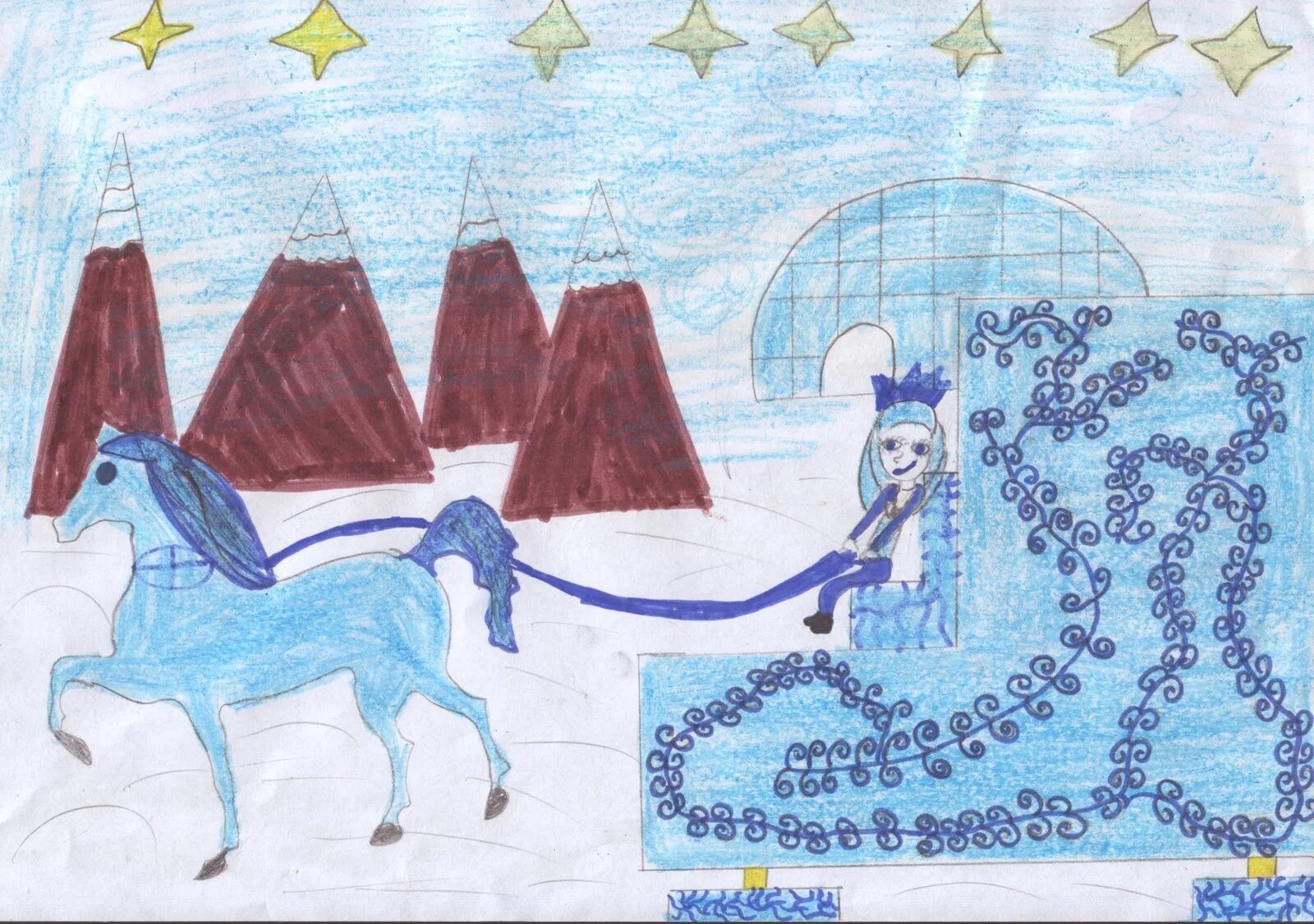Рисунок на тему Снежная Королева. Нарисовать иллюстрацию к сказке Снежная Королева. Иллюстрация к снежной Королеве 5 класс. Снежная Королева детские рисунки. Рисунок снежная королева 5 класс легко