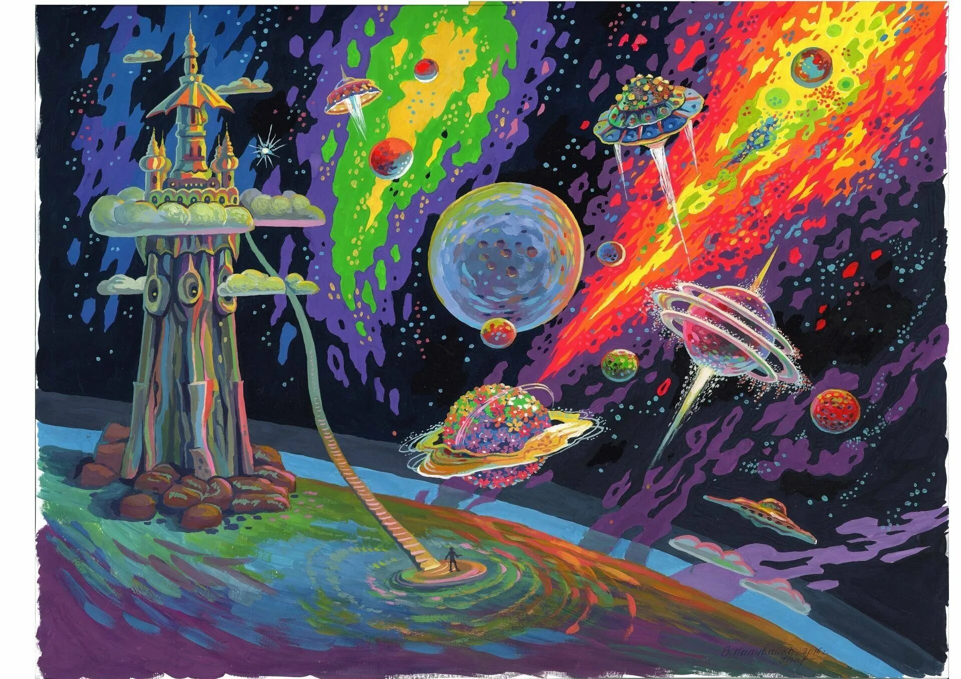 Фантазия на тему космос. Космический пейзаж для детей. Тема космические фантазии. Картина на тему космические фантазии. Рисование для детей космос.