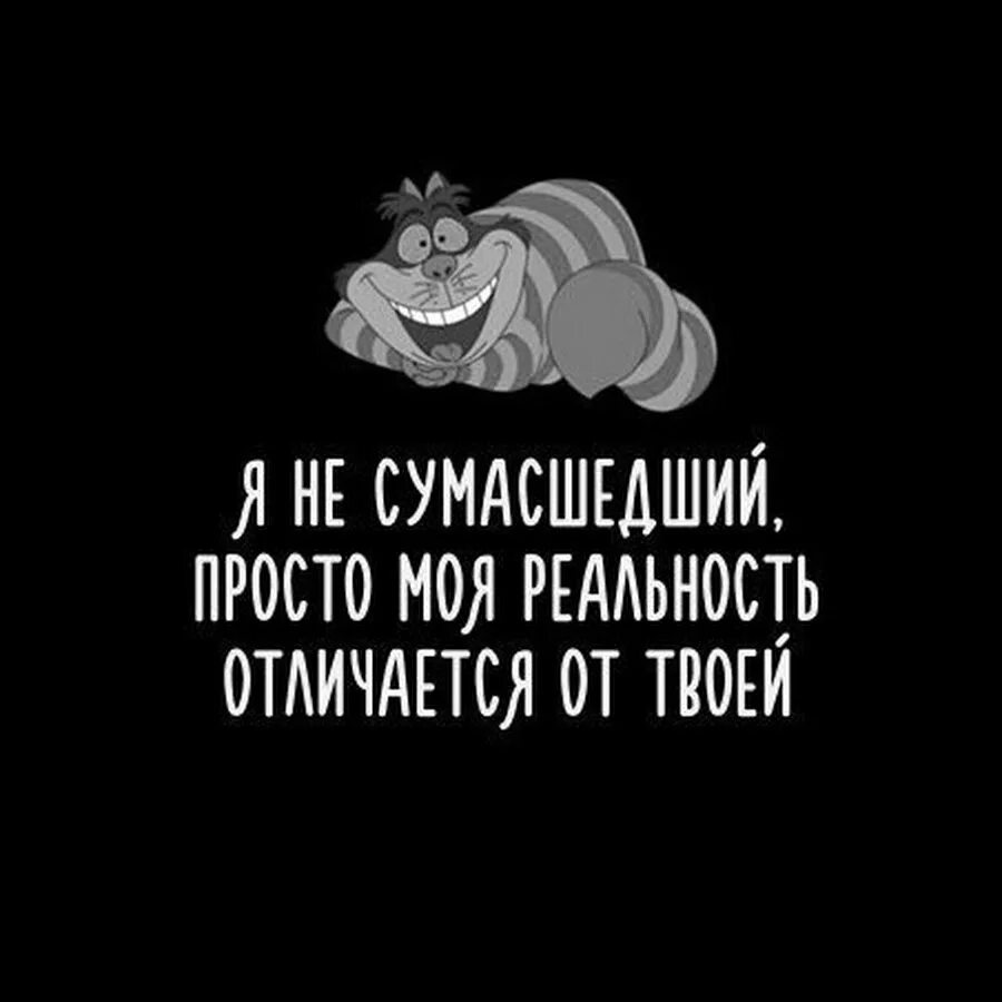 Включи просто настоящая. Я не сумасшедший просто моя реальность. Чеширский кот цитаты. Высказывания Чеширского кота. Фразы Чеширского кота.