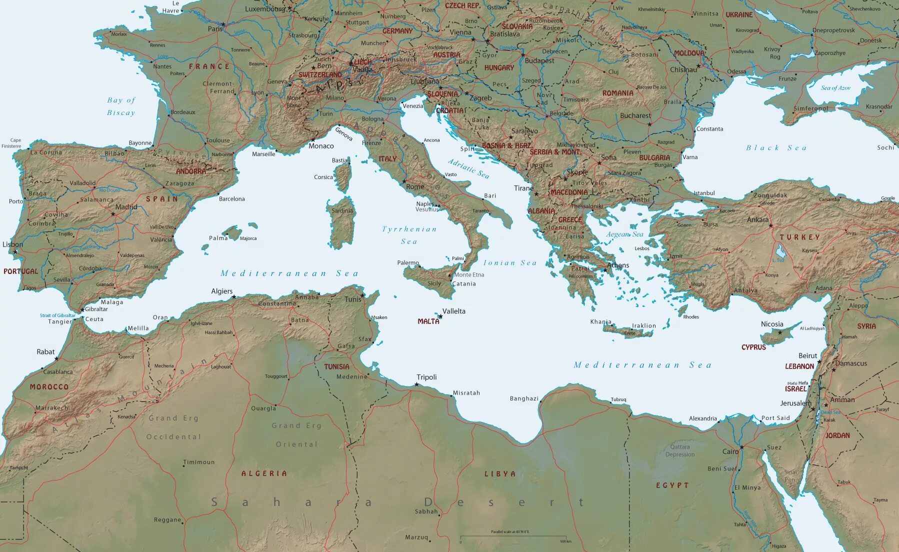 Акватория Средиземного моря на карте. Полуострова в Средиземном море на карте. Географическая карта Средиземное и черное море. Полуострова Средиземного моря на карте.