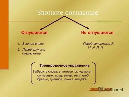 Звонкие парные согласные на конце слова оглушается