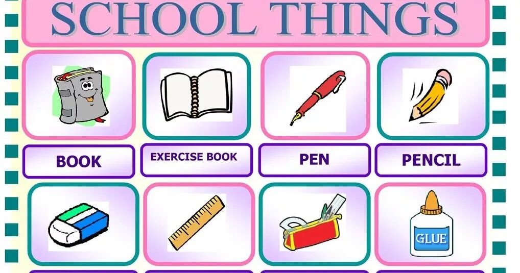 Карточки School things. Карточки Classroom objects. School Supplies карточки. Тема School.