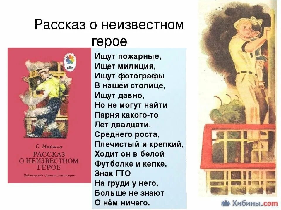 • Стихотворение с.я. Маршака «рассказ о неизвестном герое».