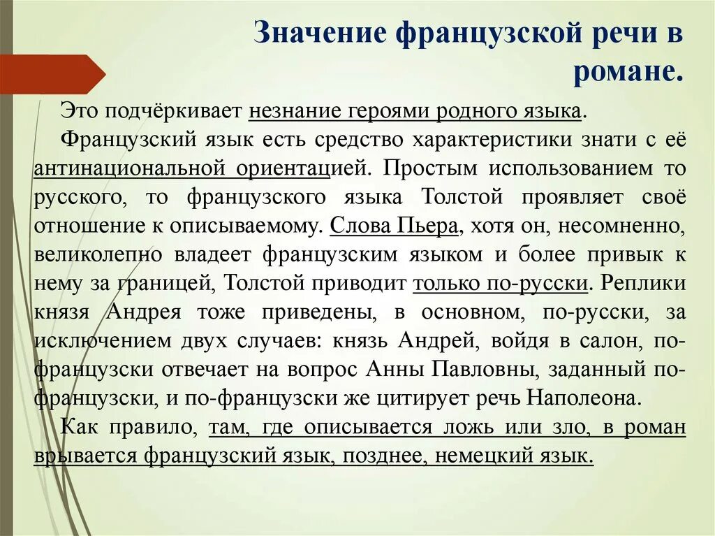 Значение французской речи в романе. Презентация салон Анны Павловны Шерер. Французский и русский языки в салоне Шерер.