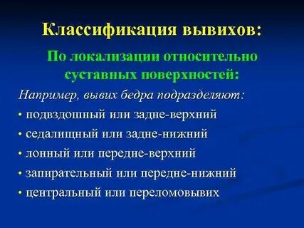 Классификация вывихов