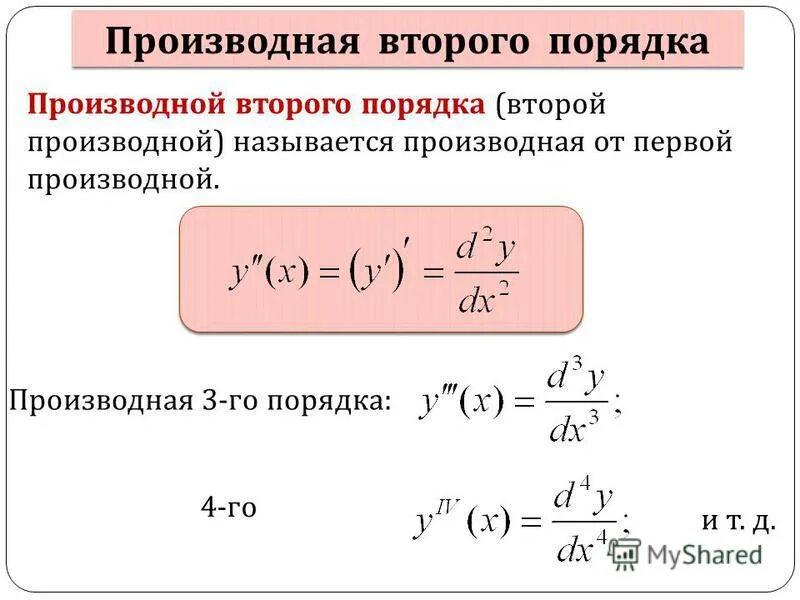 Вычислите производную функции y f x. Как найти производную 2 порядка функции. Как обозначается вторая производная. Как найти первую и вторую производную. Формула производной второго порядка.