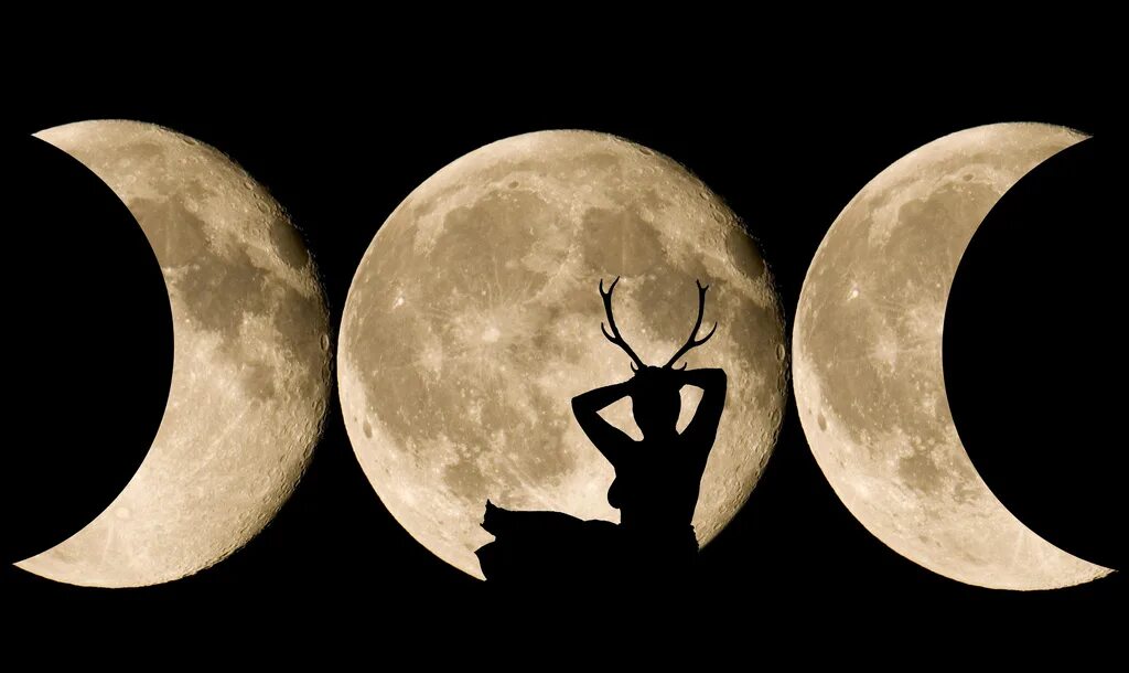 Триединая богиня Луны. Богиня Луны Викка. Символ триединой Луны. Три Луны Викка. Рога луны