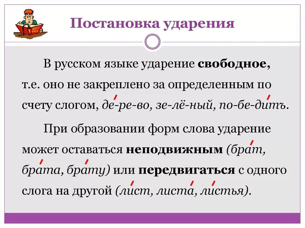 Как правильно поставить ударение в слове понял. Ударение в русском языке. Ударения в словах. Постановка ударения. Правило постановки ударения в словах русского языка.