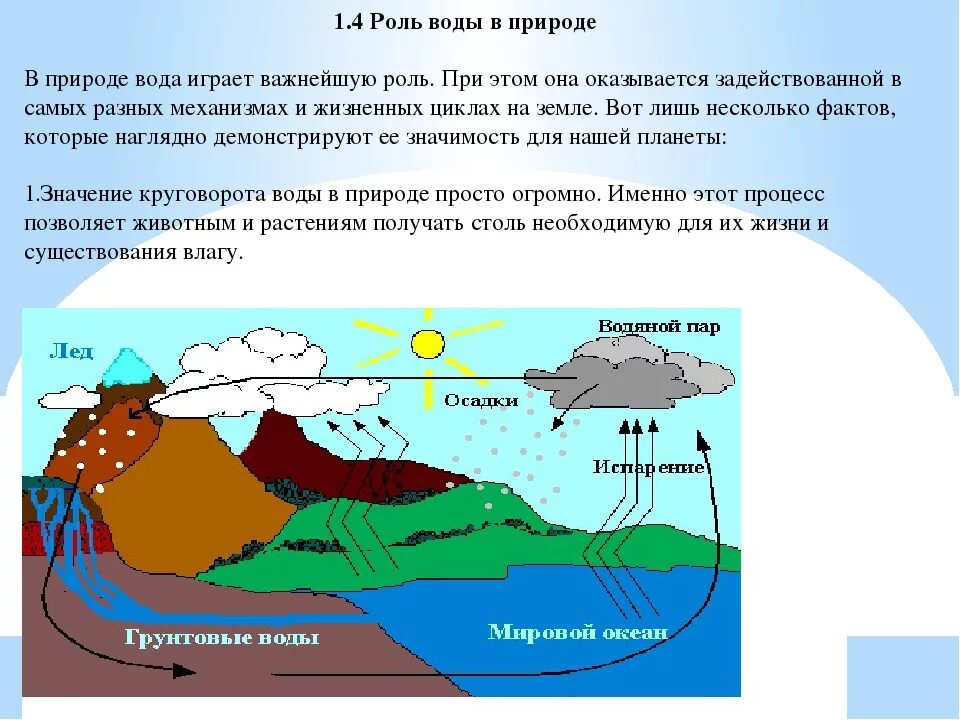 Вода роль природных