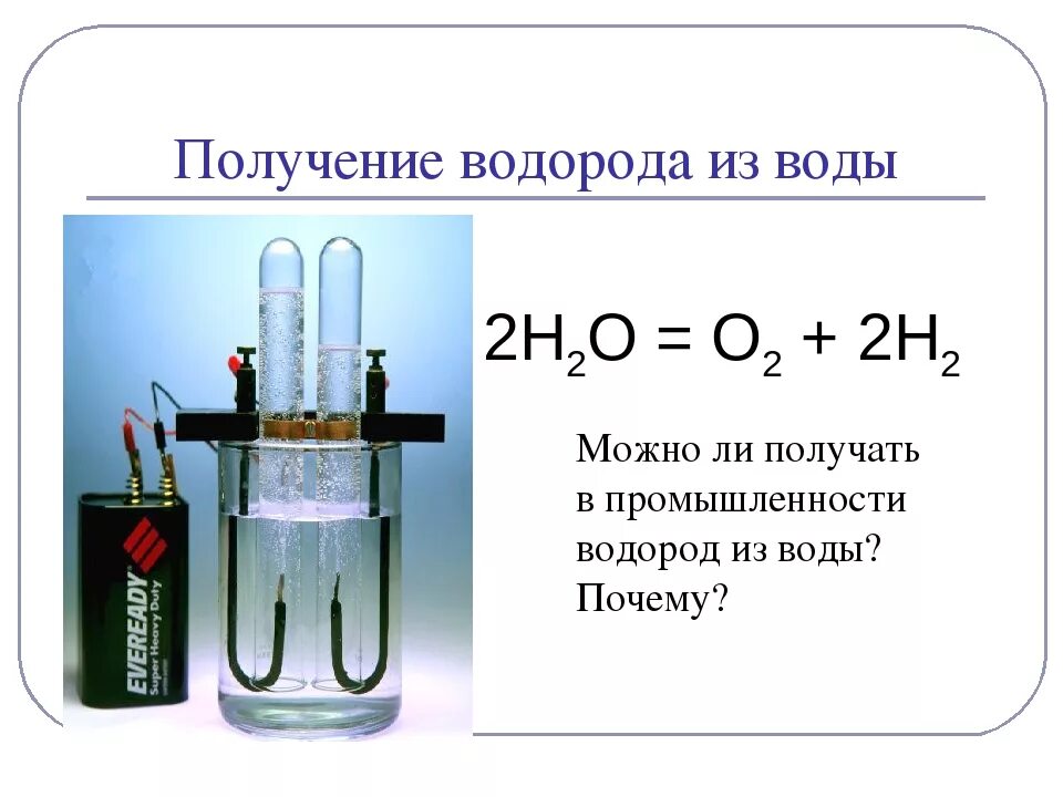 Водород получают реакцией формула. Электролизер химия схема. Электролиз воды получение водорода. Схема промышленного производства водорода электролизом. Лабораторный способ получения водорода.