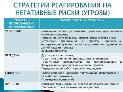 Стратегии реагирования на риск