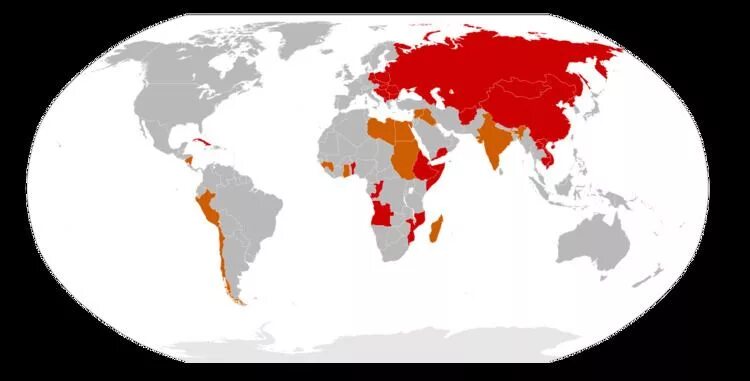 Зона влияния СССР. Сфера влияния СССР. Карта влияния СССР. Страны социалистической ориентации.
