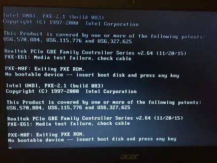 No bootable device hit