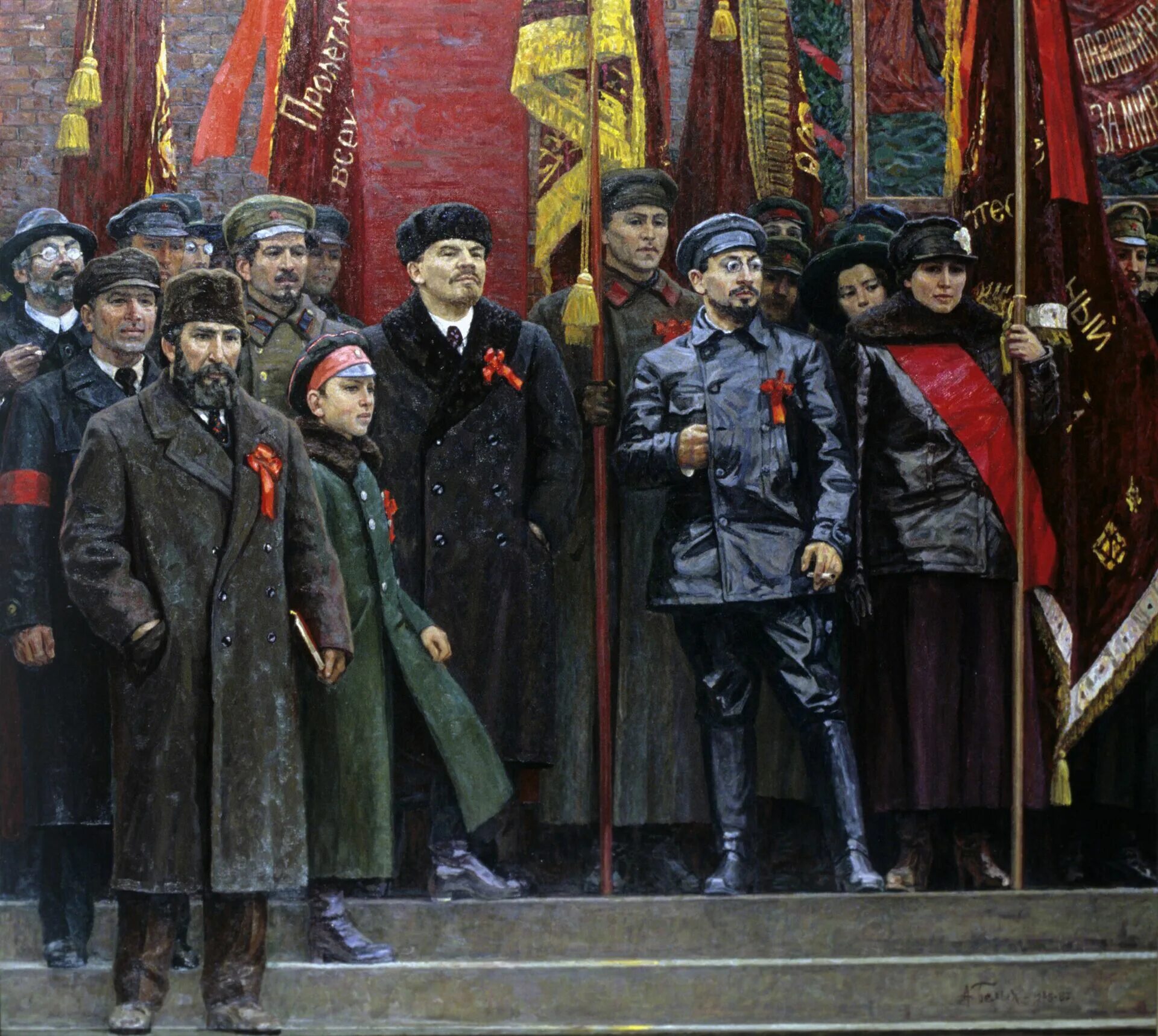 Ленин революция 1917. Ленин и большевики в 1917. Ленин на красной площади 1918. Ленин и Троцкий картина.
