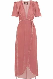 Pink velvet wrap dress