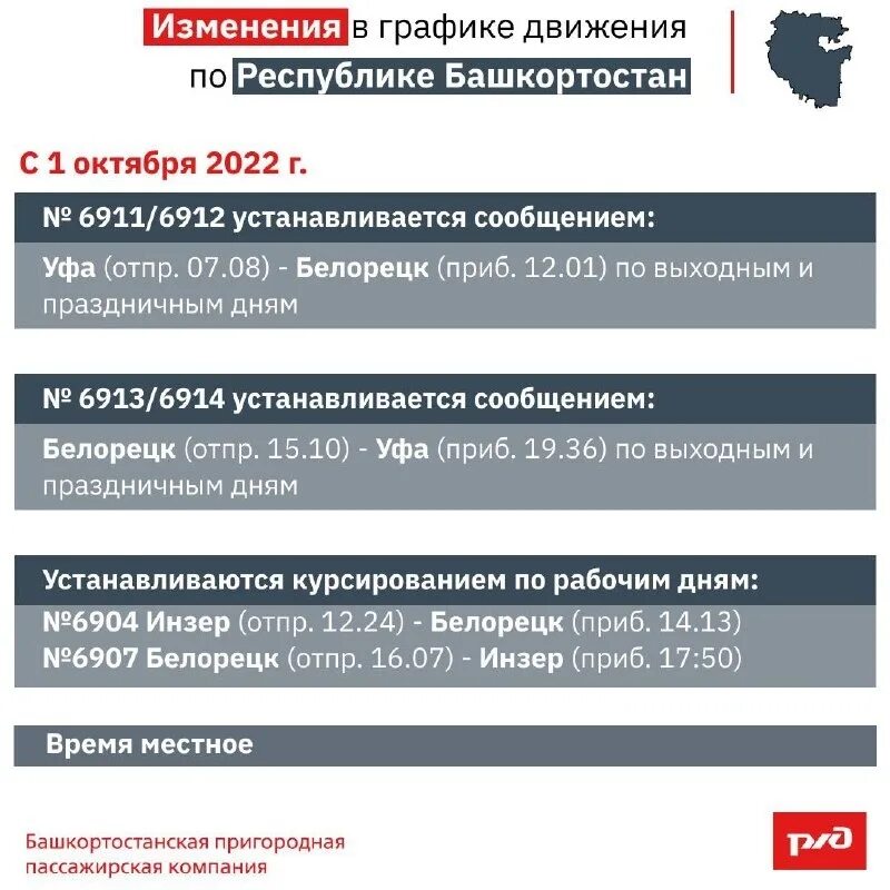 Расписание поездов белорецк