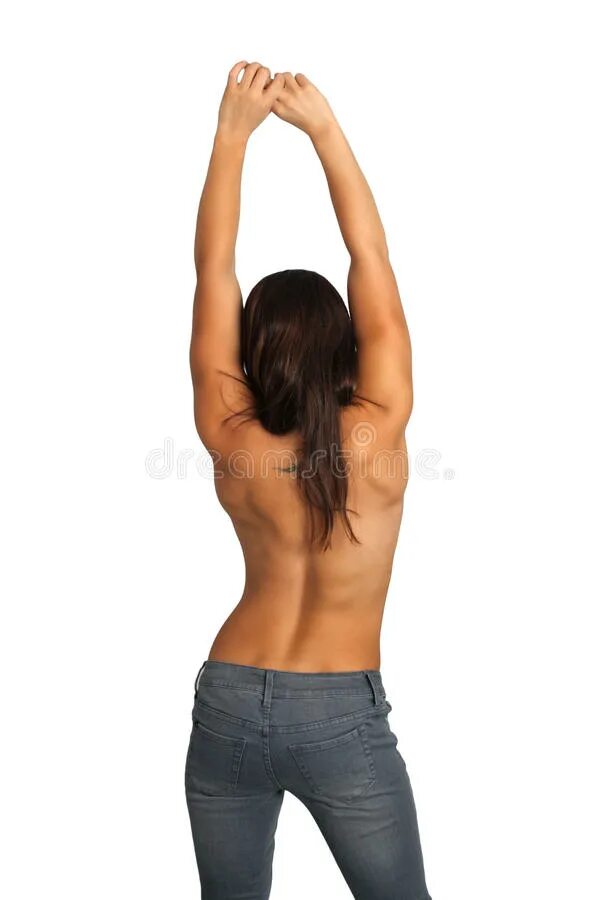Руки на пояснице. Согнутая спина. Торс женщины. Женский торс со спины.