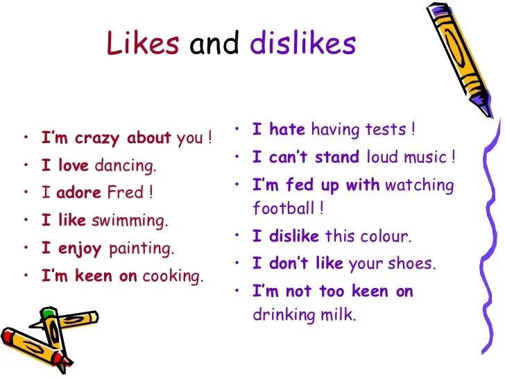 Like sentences. Выражения likes and Dislikes. Фразы like and Dislike. Предложения likes and Dislikes. Likes and Dislikes на английском.