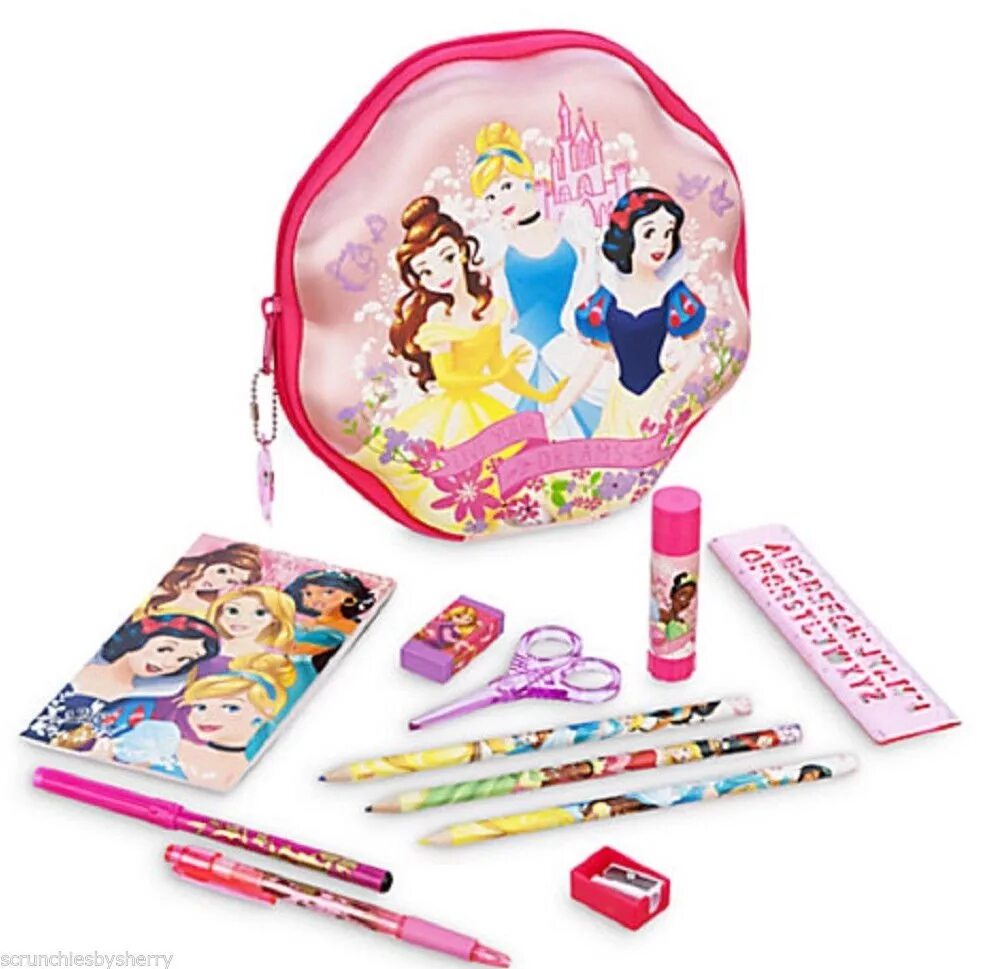 Disney Princess zip-up Stationery Kit. Школьные принадлежности. Школьные принадлежности для девочек. Набор канцелярии для девочек.