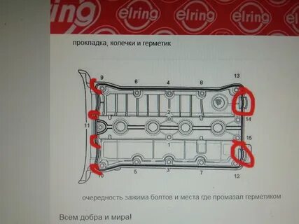 Момент затяжки прокладки клапанной крышки