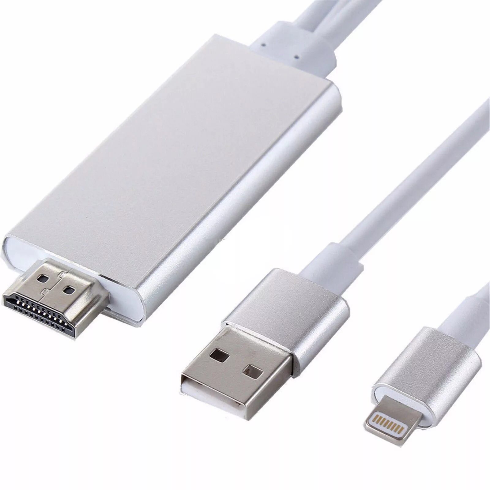 Кабель для подключения iphone к компьютеру Кабель iPhone штекер +USB штекер HDMI штекер шнур 2м купить по низкой цене в