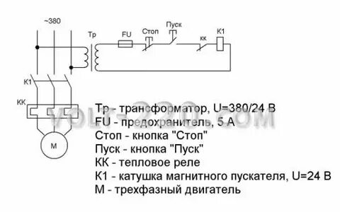 Как подключить пуск стоп к пускателю