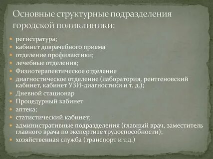 Структура и организация работы поликлиники