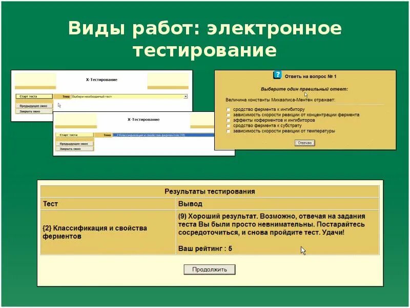 Использование электронных тестов