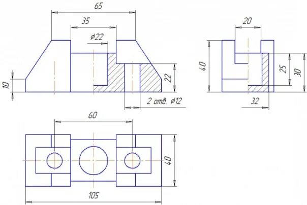 Вырез 1 4 части. Простые чертежи. Проекционное черчение детали. Инженерная Графика проекционное черчение. Деталь в 3 проекциях.