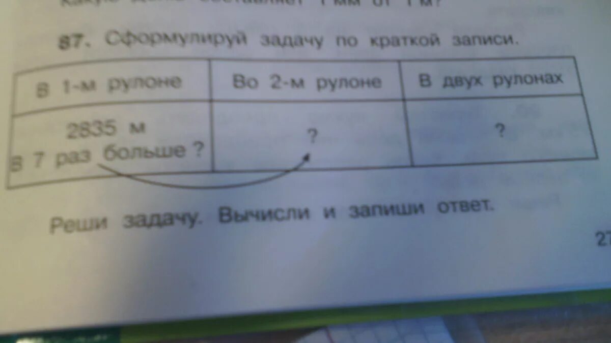 Купили 5 метров пленки. Сформулируй задачу по следующей краткой записи в 1 рулоне. По данной краткой записи сформулируй задачу. Сформулируйте задачу и решите ее. Задача купили 5 рулонов плёнки по 20.