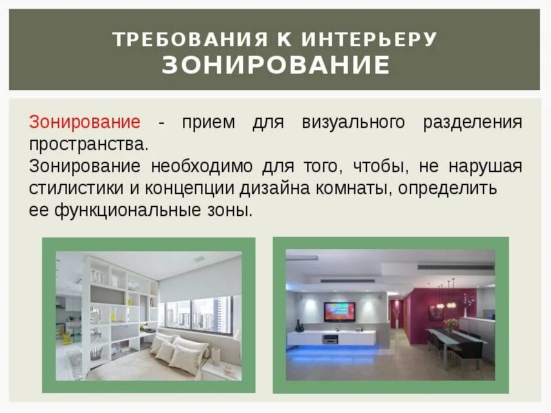 Требования к интерьеру помещений