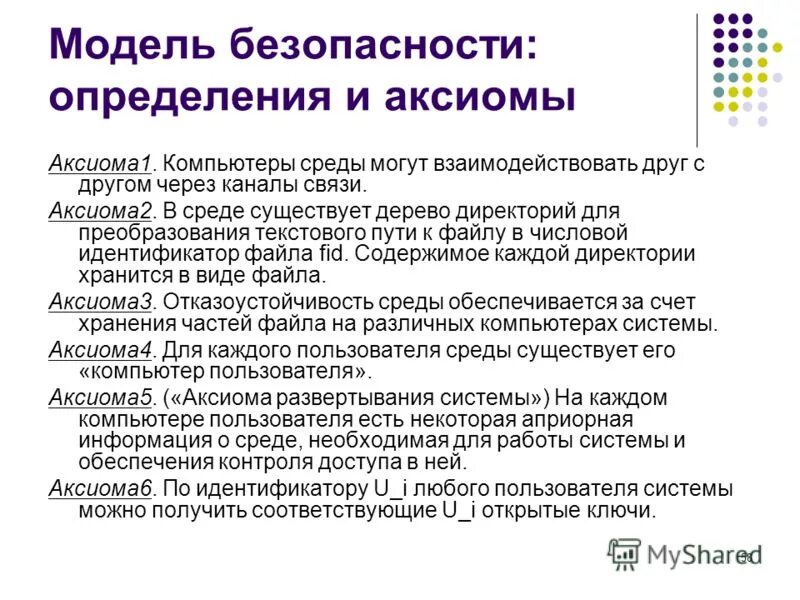 Модель безопасности определяет. Аксиомы политики безопасности. Проблемы в информатике. Модель системы аксиом. Аксиома в информатике это.