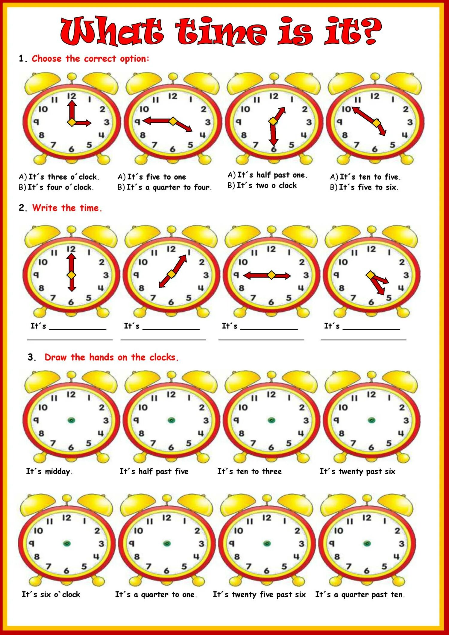 Telling the time worksheet