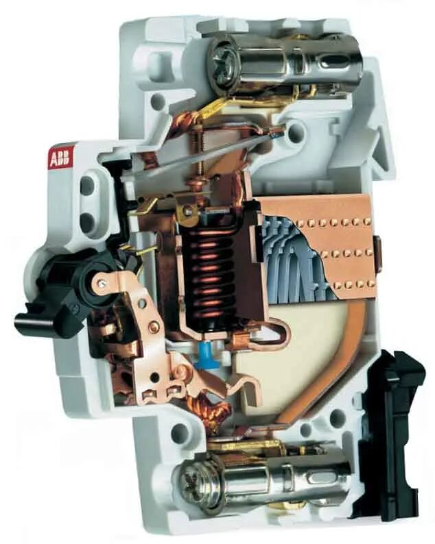 устройство автомата электрического однофазного. устройство автоматического выключателя и принцип работы. принцип работы теплового расцепителя автоматического выключателя. конструкция автоматического выключателя abb. механизмы автоматических устройств.