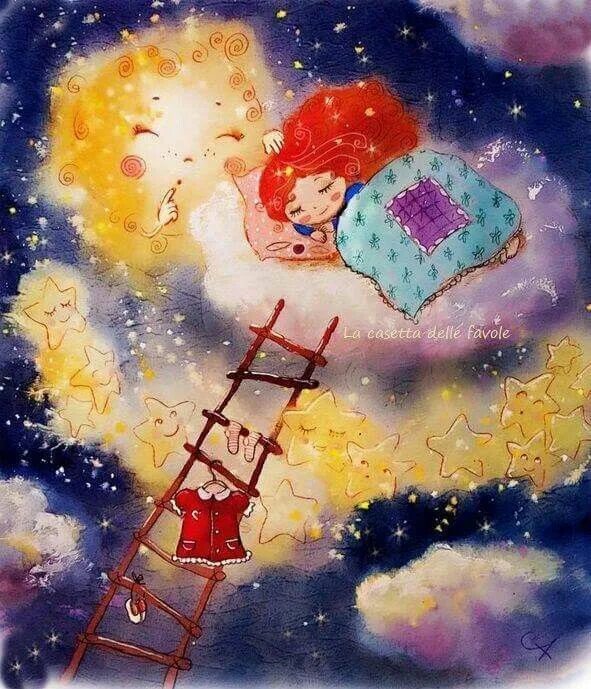 Рисунок мечтая о звездах. Сказочный сон. Цветные сны.